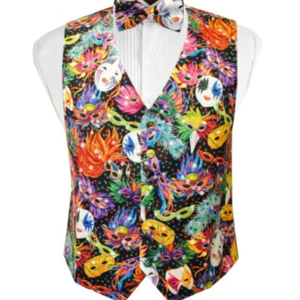 Bal Masque Mardi Gras Vest and Bow Tie